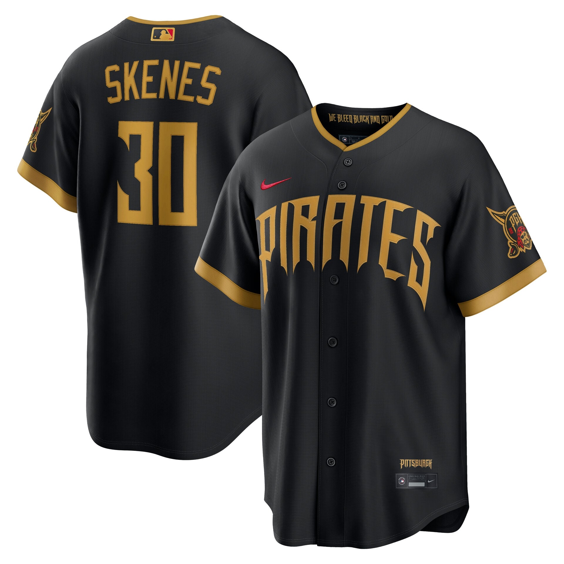 Paul Skenes #30 Pittsburgh Pirates Nike City Connect Limited MLB Player Trikot Schwarz