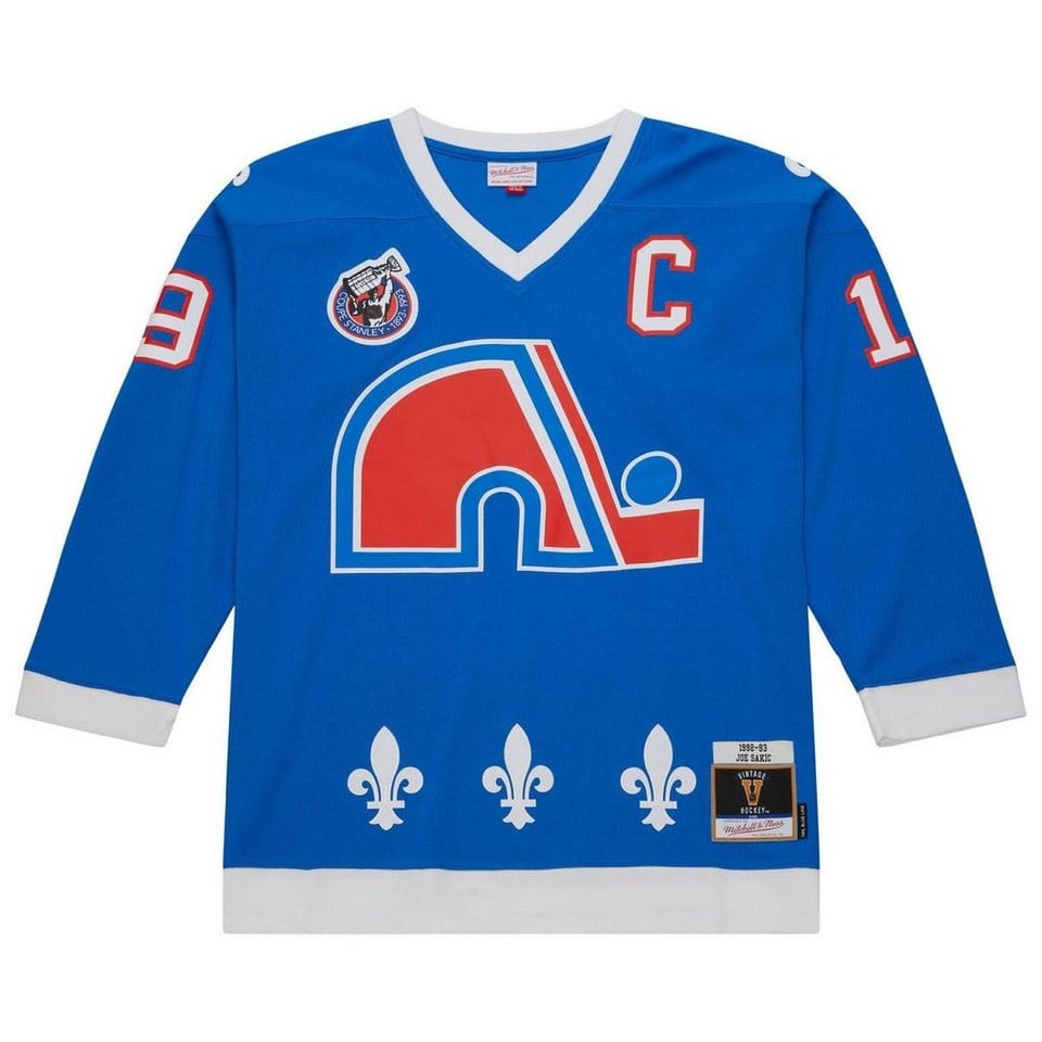 Quebec Nordiques Joe Sakic Mitchell & Ness 1992 NHL Trikot Blau - STADIUMDREAMS