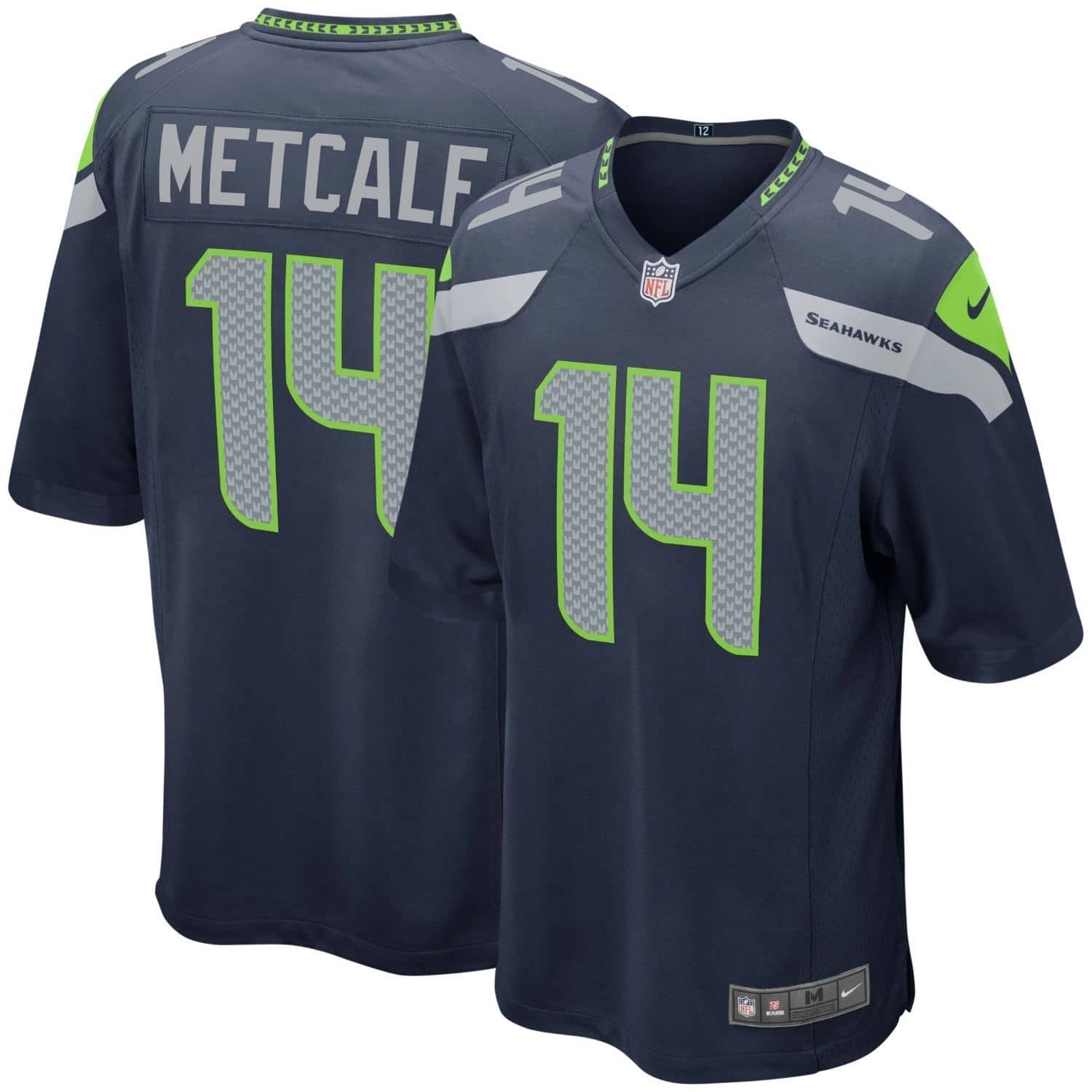 Seattle Seahawks D. K. Metcalf Nike Game Football NFL Trikot Home Navy - STADIUMDREAMS