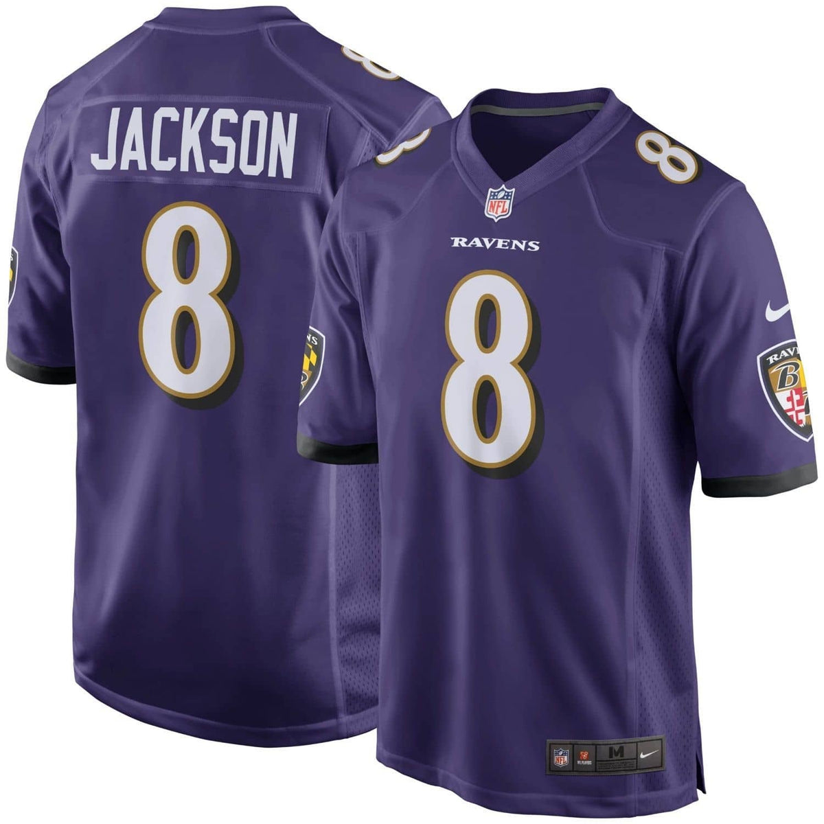 Baltimore Ravens Lamar Jackson Nike Game Football NFL Trikot Home Lila - STADIUMDREAMS