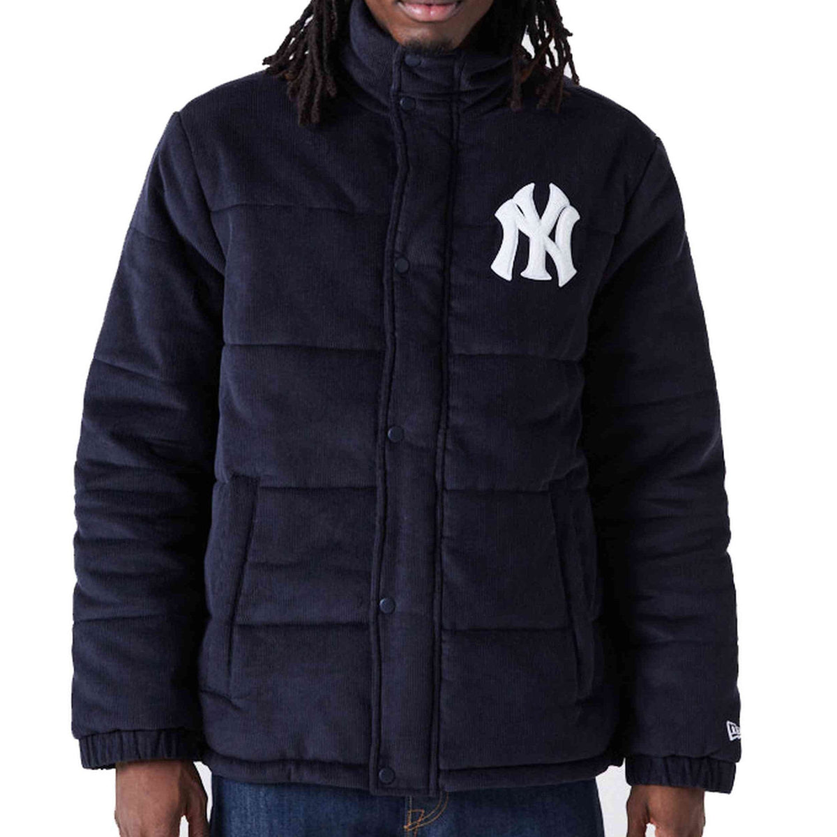 New York Yankees Puffer Jacke Cord New Era MLB Navy - STADIUMDREAMS