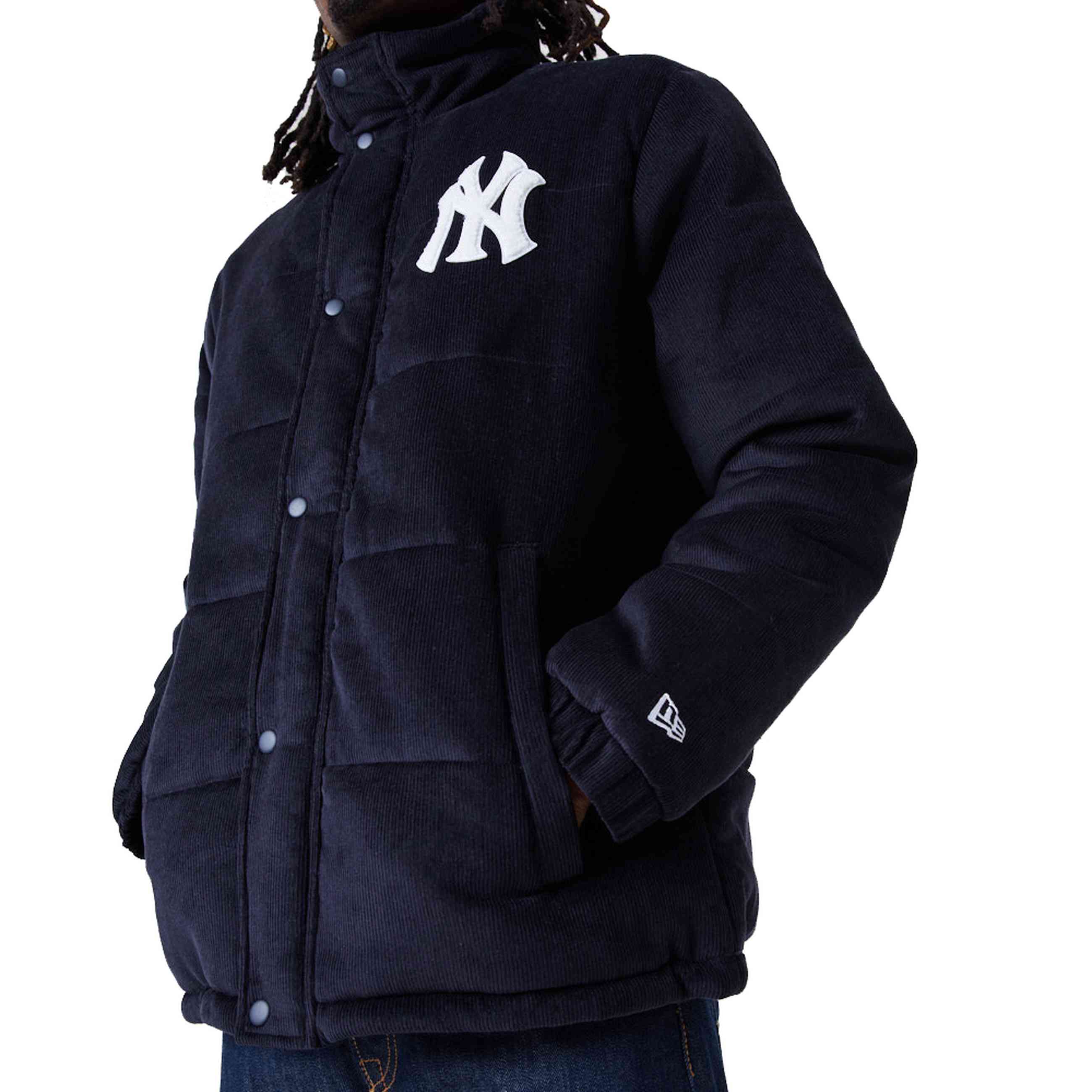 New York Yankees Puffer Jacke Cord New Era MLB Navy - STADIUMDREAMS