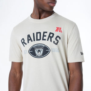 Las Vegas Raiders Historic 2024 New Era 3rd Down NFL T-Shirt Beige - STADIUMDREAMS