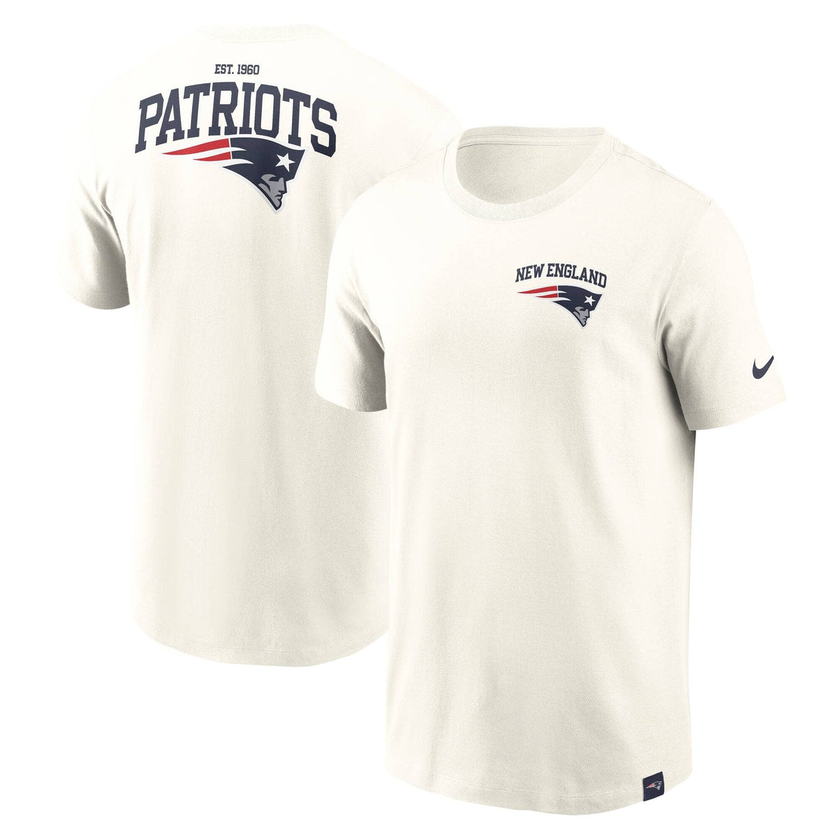 New England Patriots Nike Essential Backprint Edition NFL T-Shirt Cream - STADIUMDREAMS