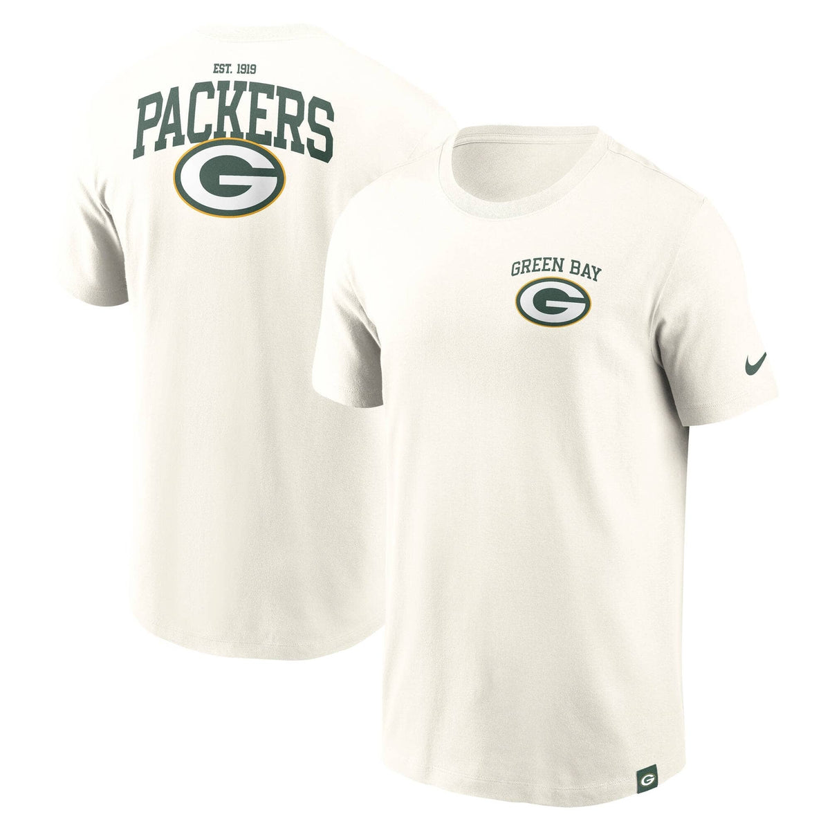 Green Bay Packers Nike Essential Backprint Edition NFL T-Shirt Cream - STADIUMDREAMS