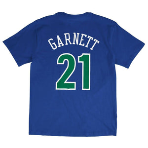 Kevin Garnett #21 Minnesota Timberwolves Mitchell & Ness NBA Name & Number T-Shirt Blau - STADIUMDREAMS