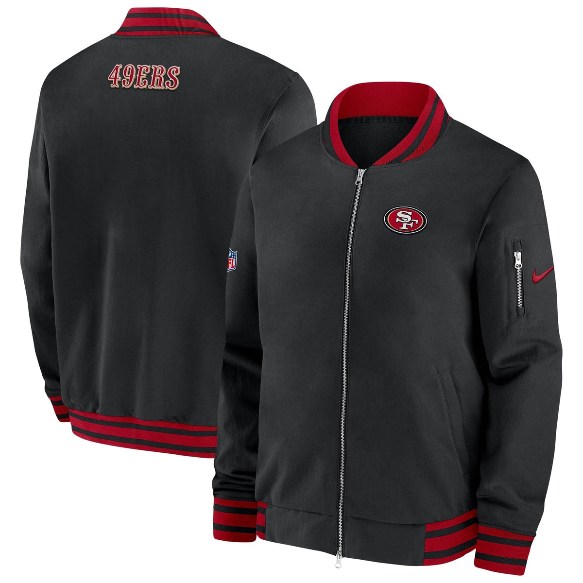 San Francisco 49ers Nike Sideline Coach Bomber NFL Jacke Schwarz - STADIUMDREAMS