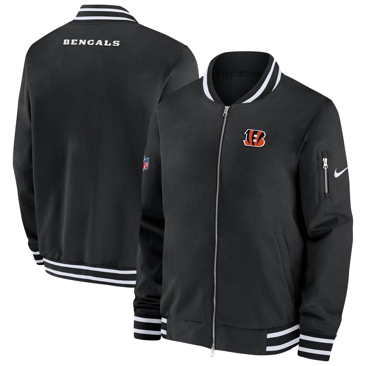 Cincinnati Bengals Nike Sideline Coach Bomber NFL Jacke Schwarz - STADIUMDREAMS