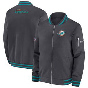 Miami Dolphins Nike Sideline Coach Bomber NFL Jacke Grau - STADIUMDREAMS