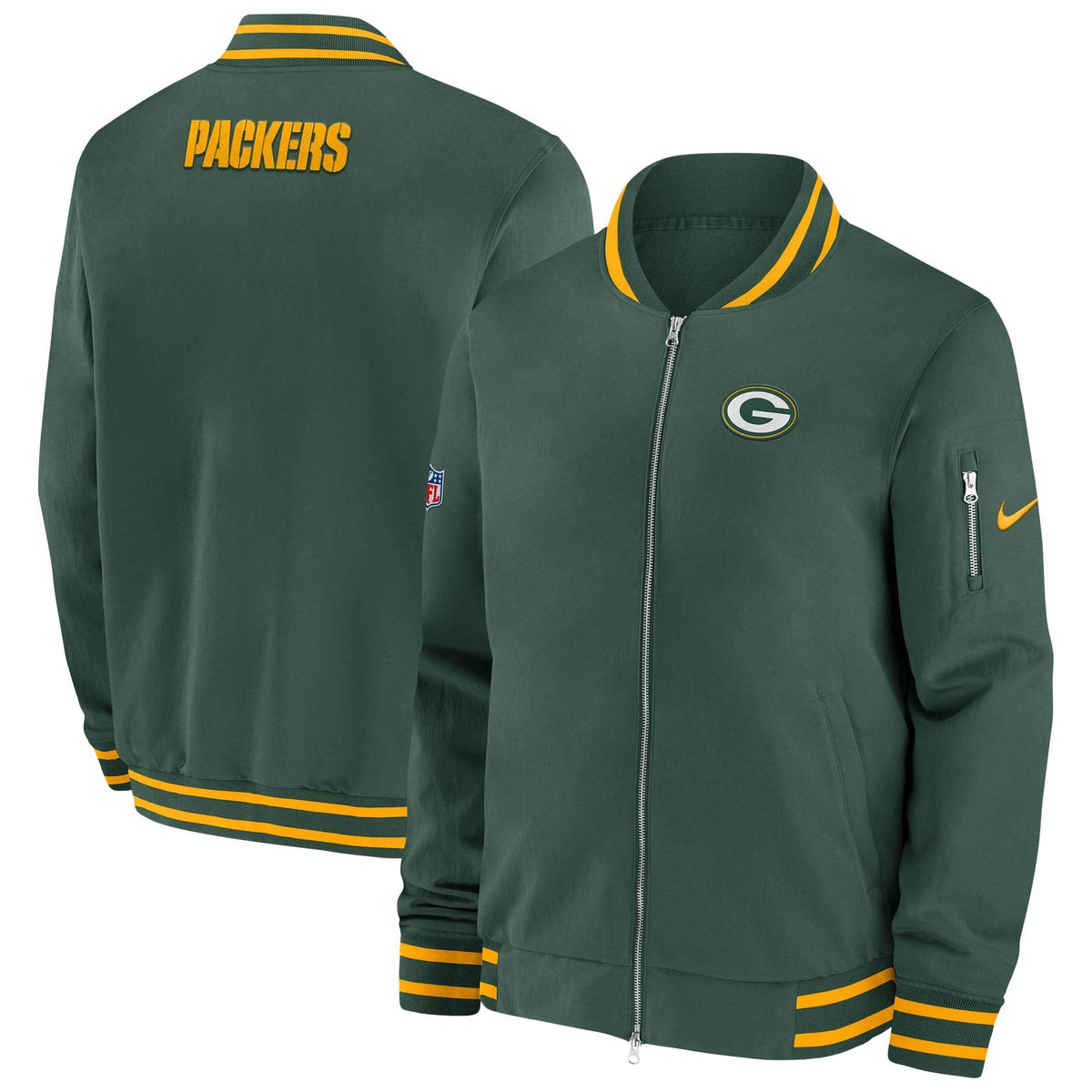 Green Bay Packers Nike Sideline Coach Bomber NFL Jacke Grün - STADIUMDREAMS