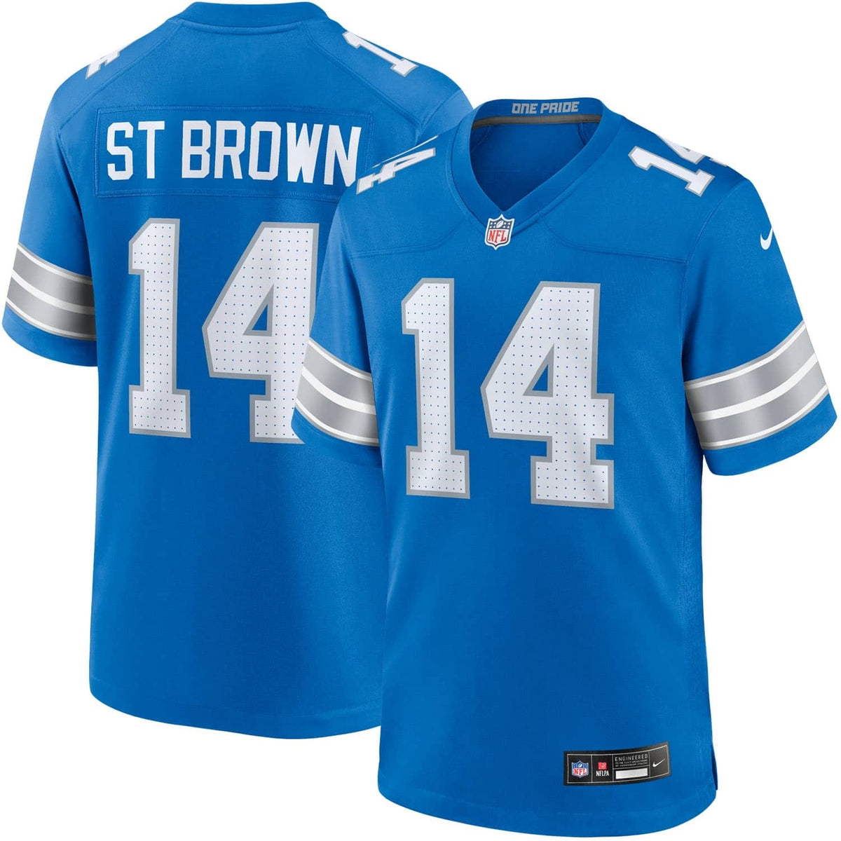 Amon Ra St. Brown #14 Detroit Lions Nike Game NFL Football Trikot Blau - STADIUMDREAMS