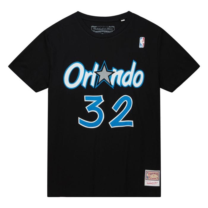 Shaquille O'Neal Orlando Magic Mitchell & Ness NBA Name & Number T-Shirt Schwarz - STADIUMDREAMS