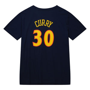 Steph Curry #30 Golden State Warriors Mitchell & Ness NBA Name & Number T-Shirt Navy - STADIUMDREAMS