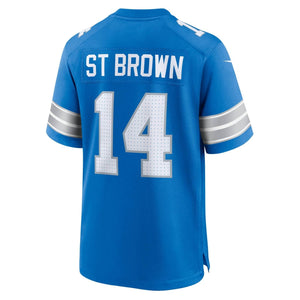 Amon Ra St. Brown #14 Detroit Lions Nike Game NFL Football Trikot Blau - STADIUMDREAMS