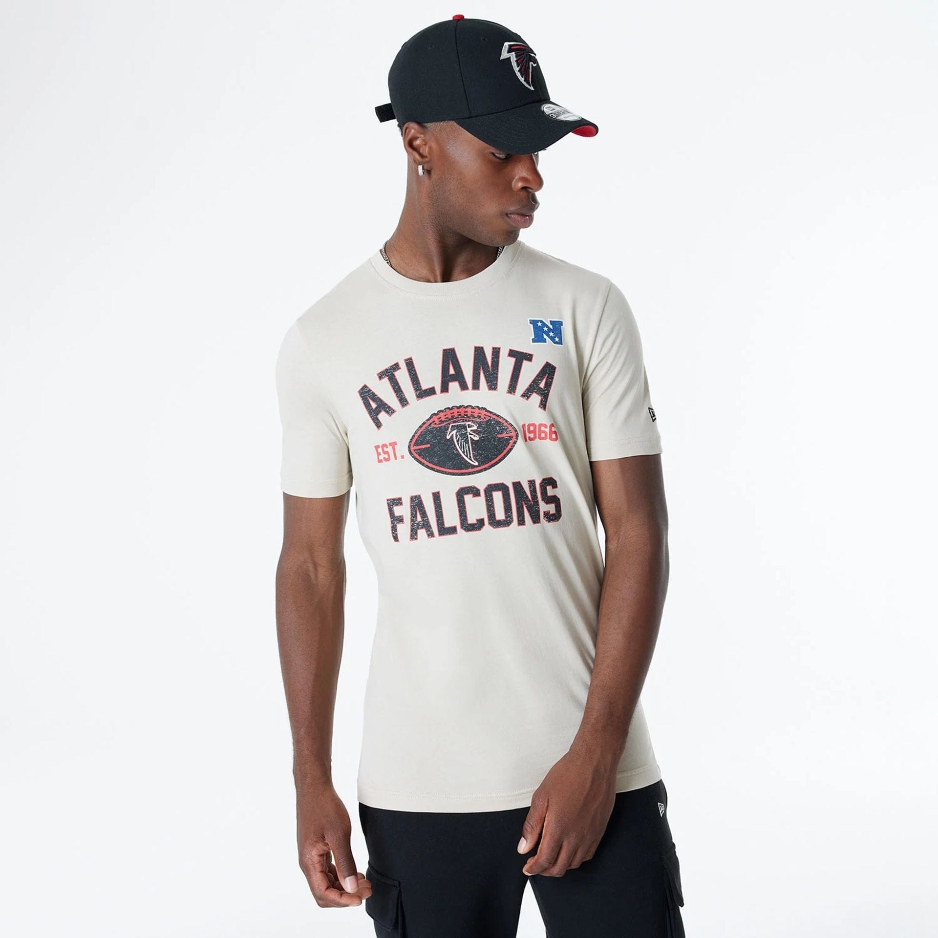 Atlanta Falcons Historic 2024 New Era 3rd Down NFL T-Shirt Beige - STADIUMDREAMS