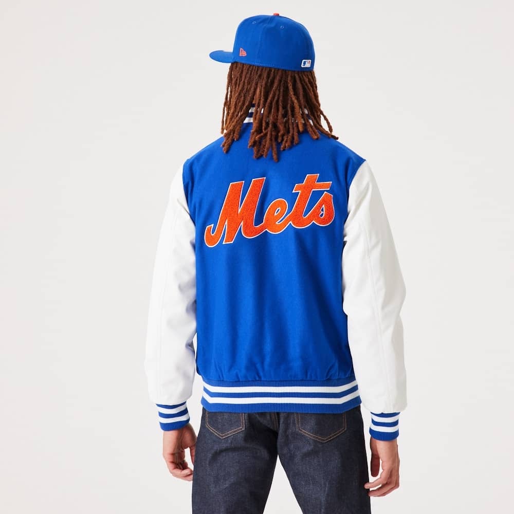 New York Mets MLB Wordmark Varsity College Jacke blau - STADIUMDREAMS