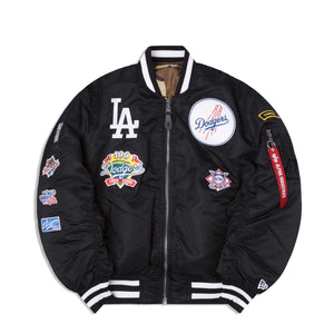 Los Angeles Dodgers MLB New Era + Alpha Industries MA-1 Bomberjacke schwarz - STADIUMDREAMS