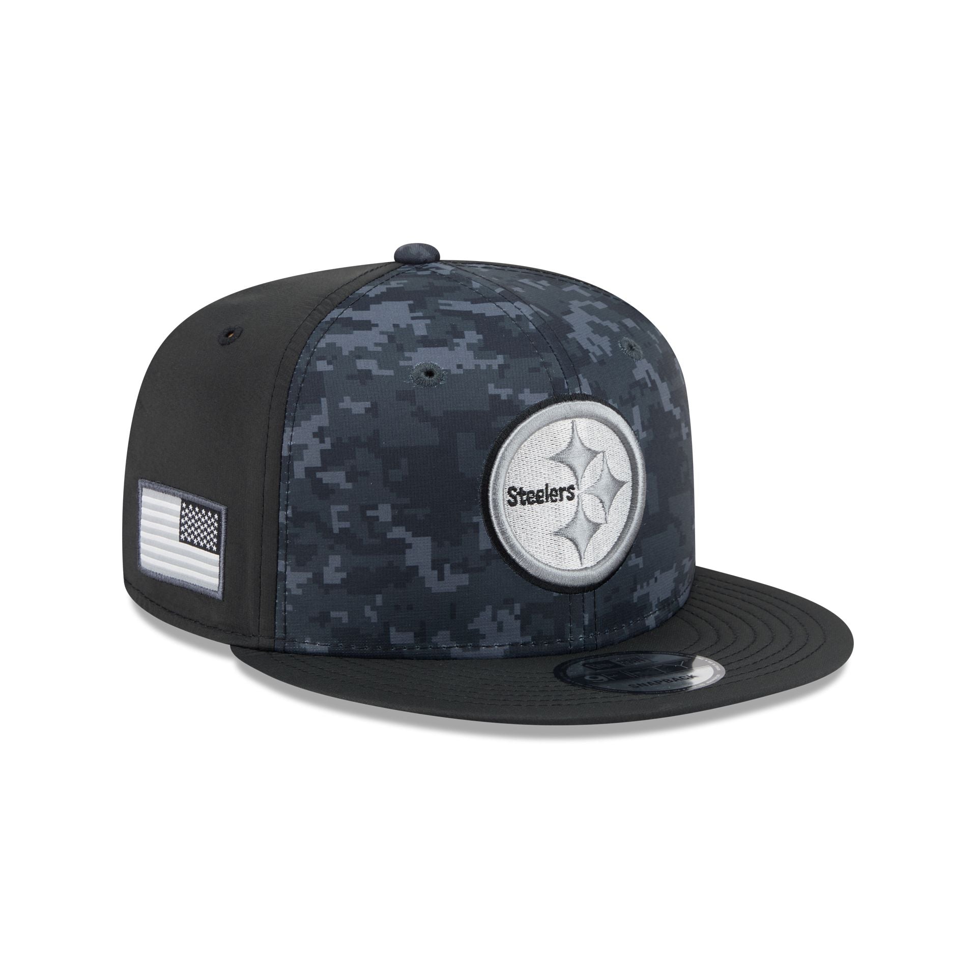 Pittsburgh Steelers New Era 2026 NFL Salute to Service 9FIFTY Snapback Cap Camouflage Schwarz
