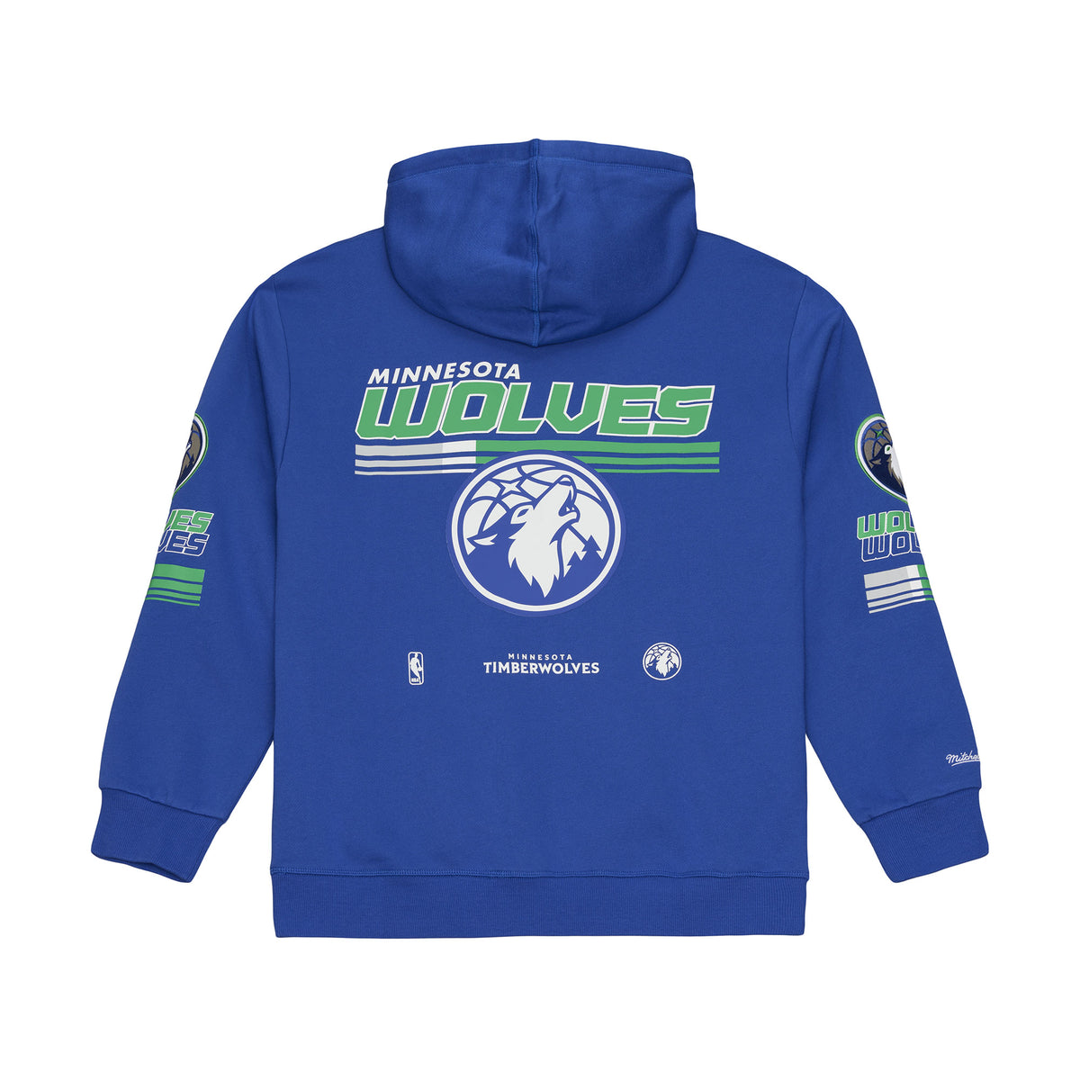 Mitchell & Ness NBA Hoodie in Blau mit Minnesota Timberwolves Triple Check Design, weicher Fleece-Stoff.