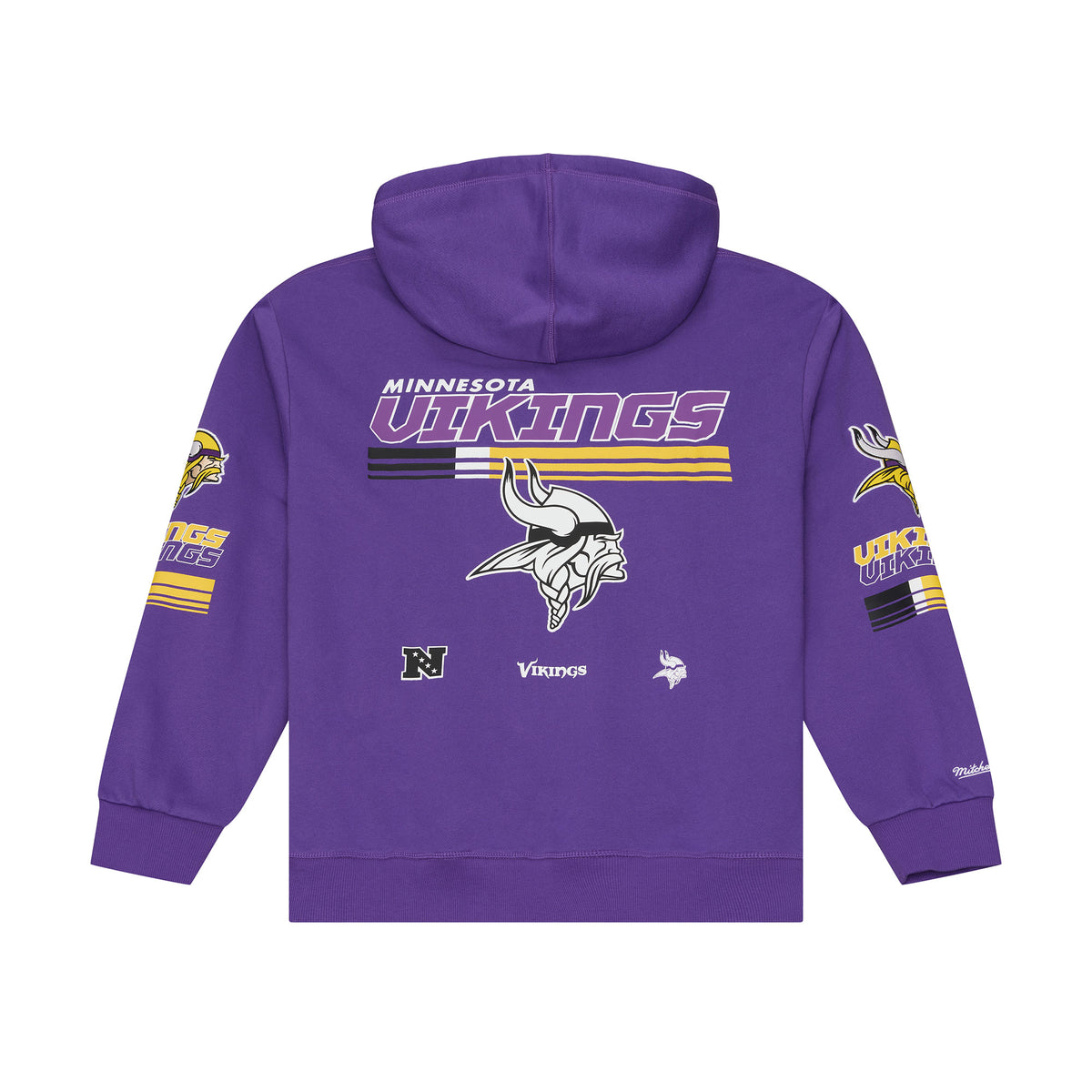 Lila Mitchell & Ness NFL Fleece-Hoodie mit Vikings-Logo und Triple Check Muster, bequeme Kapuzenjacke für Fans