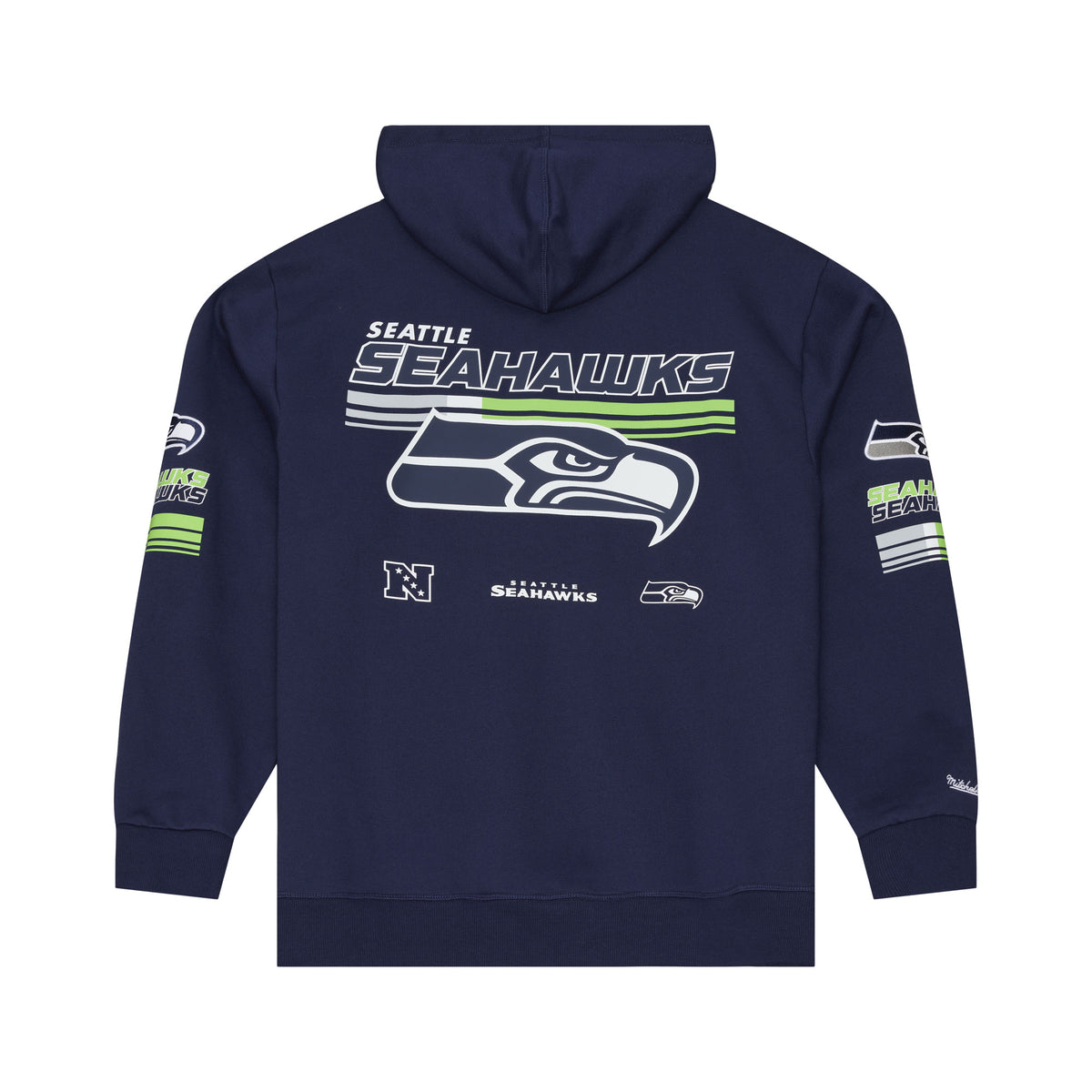 Seattle Seahawks Mitchell & Ness Triple Check NFL Fleece Hoodie in Blau, bequemer Kapuzenpullover mit Team-Logo und Karomuster