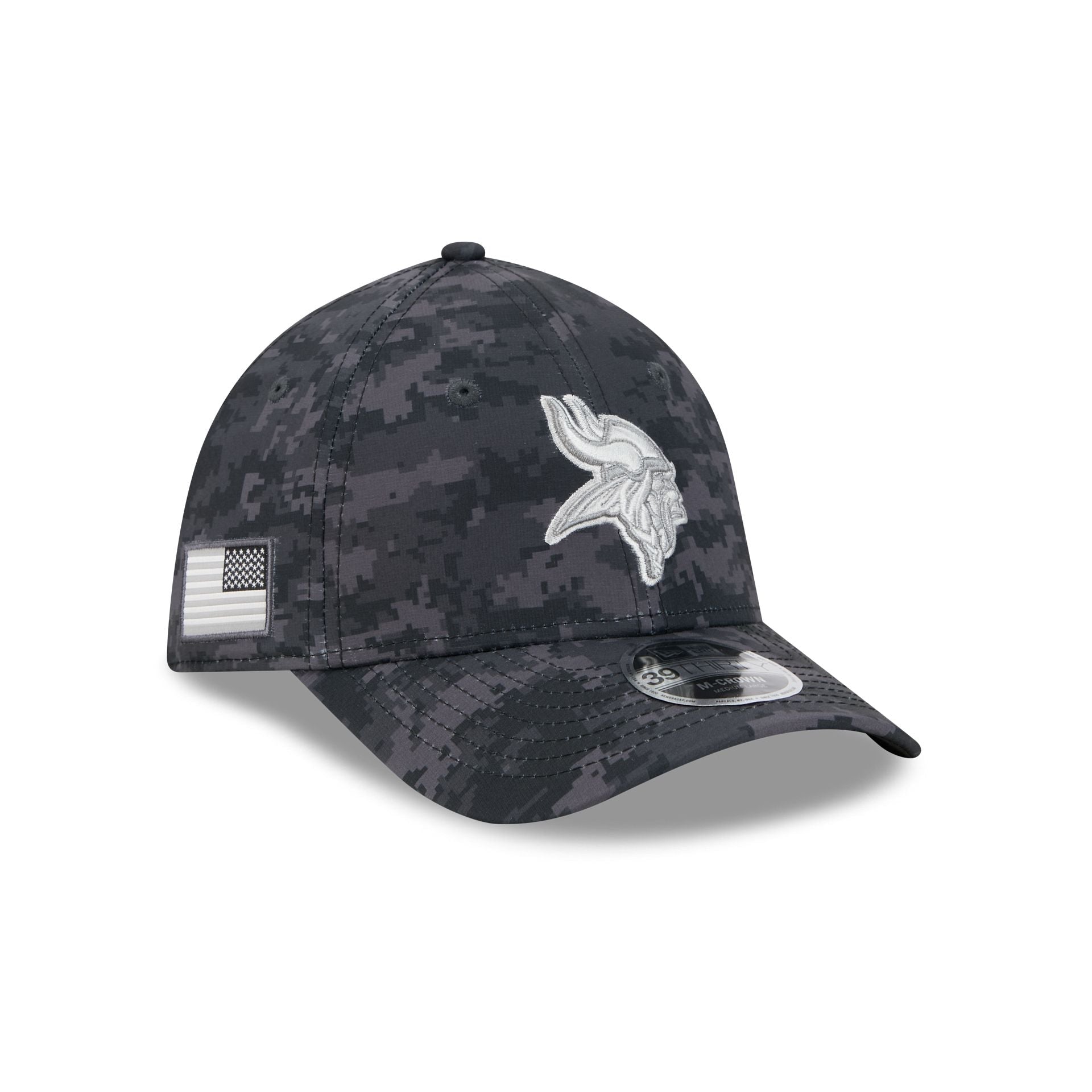 Minnesota Vikings New Era 2026 NFL Salute to Service 39THIRTY Flex Fit Cap Camouflage Schwarz