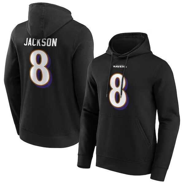 Lamar Jackson #8 Baltimore Ravens Fanatics NFL Player Hoodie Schwarz