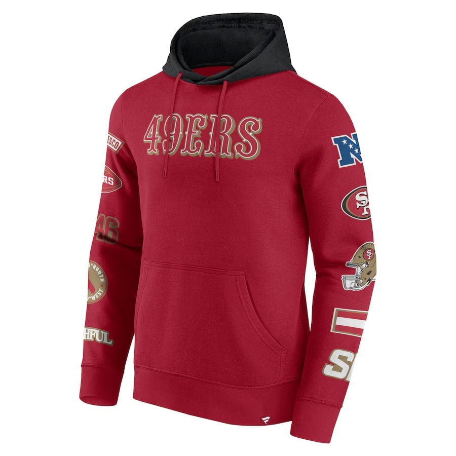 San Francisco 49ers Patched Out Fleece Hoodie NFL Fanatics Rot - STADIUMDREAMS