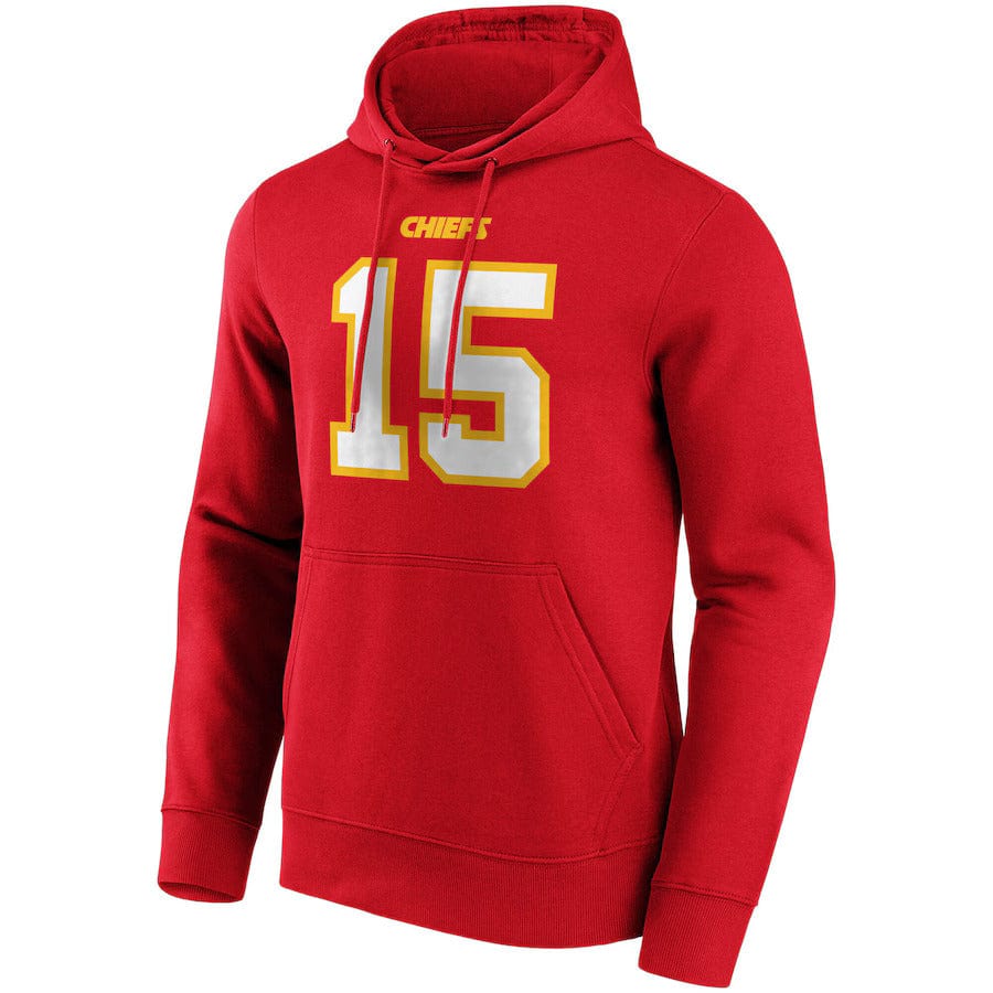 Kansas City Chiefs Patrick Mahomes NFL Name & Number Hoodie rot - STADIUMDREAMS