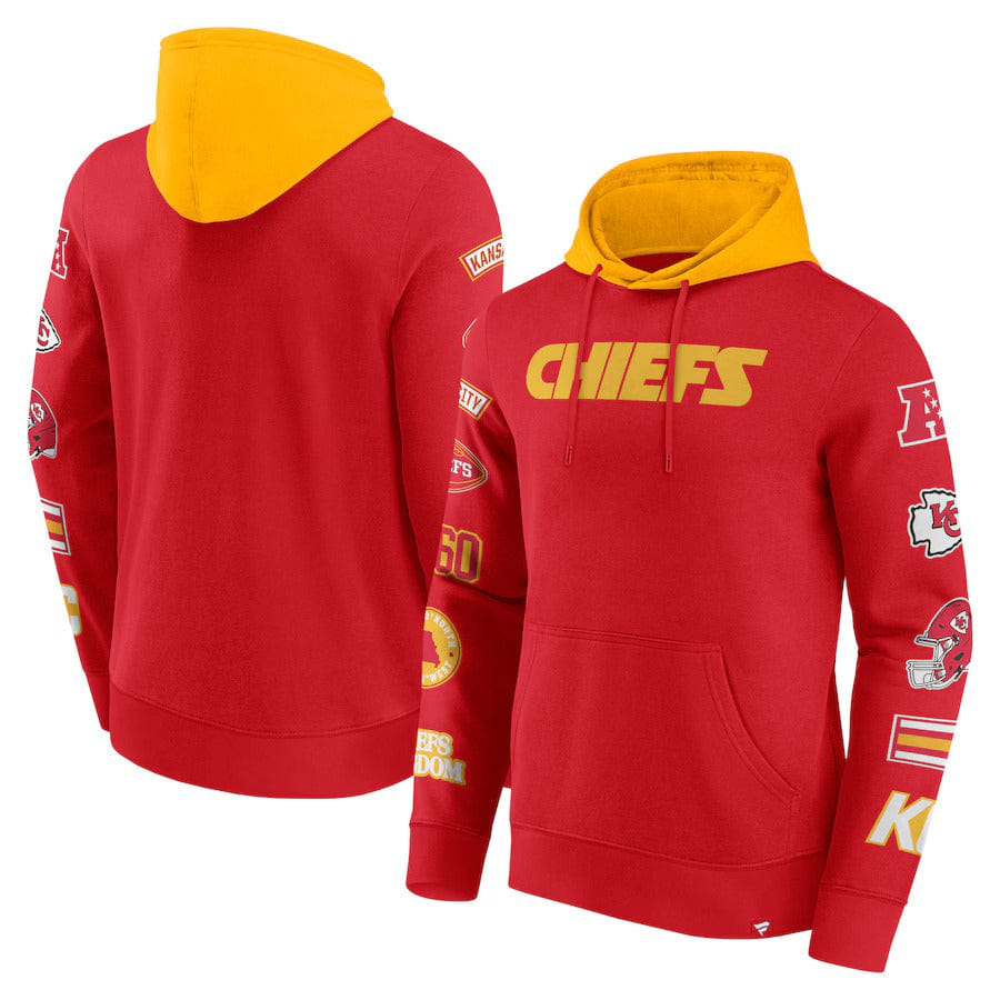 Kansas City Chiefs Patched Out Fleece Hoodie NFL Fanatics Rot - STADIUMDREAMS