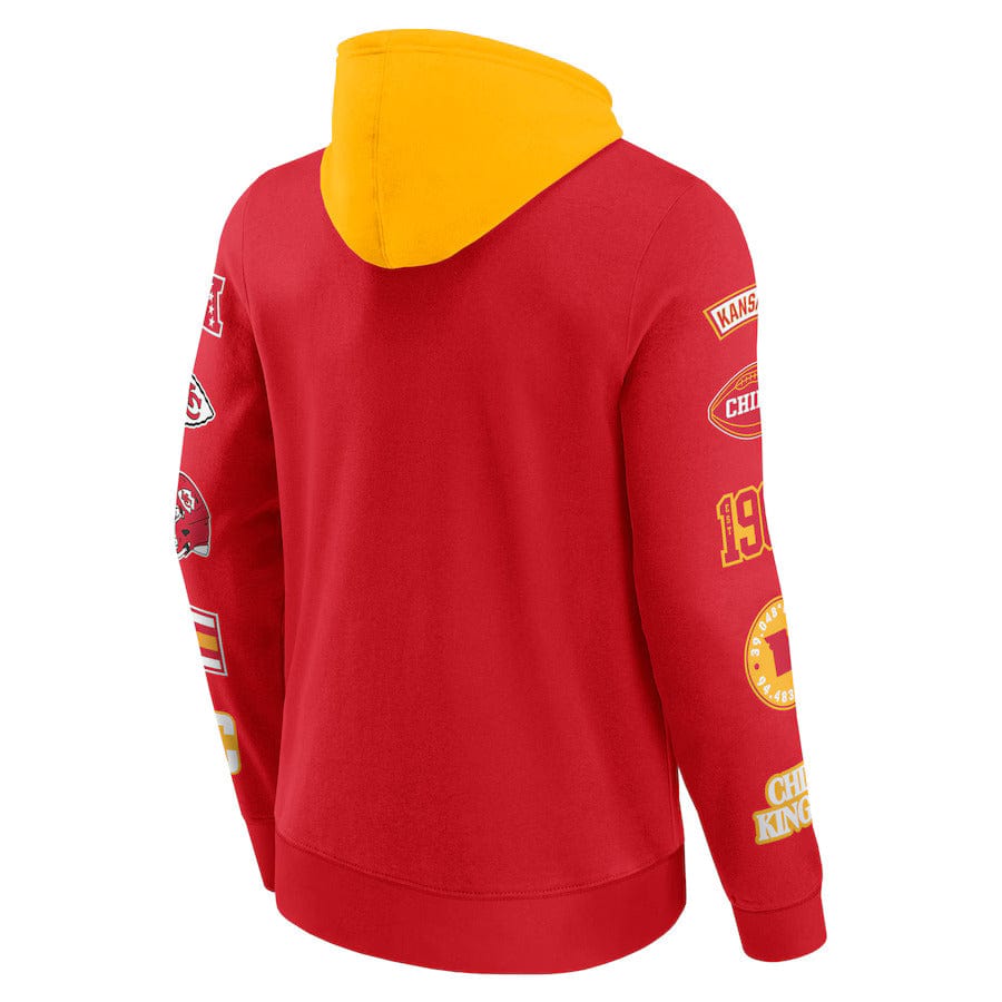 Kansas City Chiefs Patched Out Fleece Hoodie NFL Fanatics Rot - STADIUMDREAMS