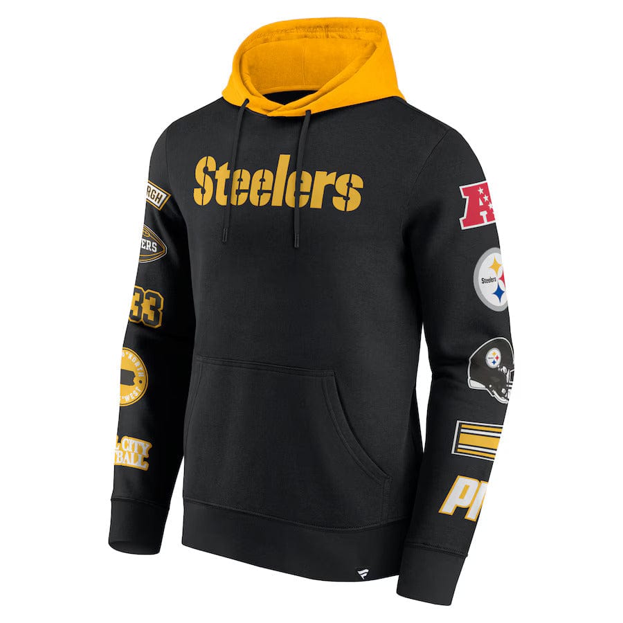 Pittsburgh Steelers Patched Out Fleece Hoodie NFL Fanatics Schwarz - STADIUMDREAMS