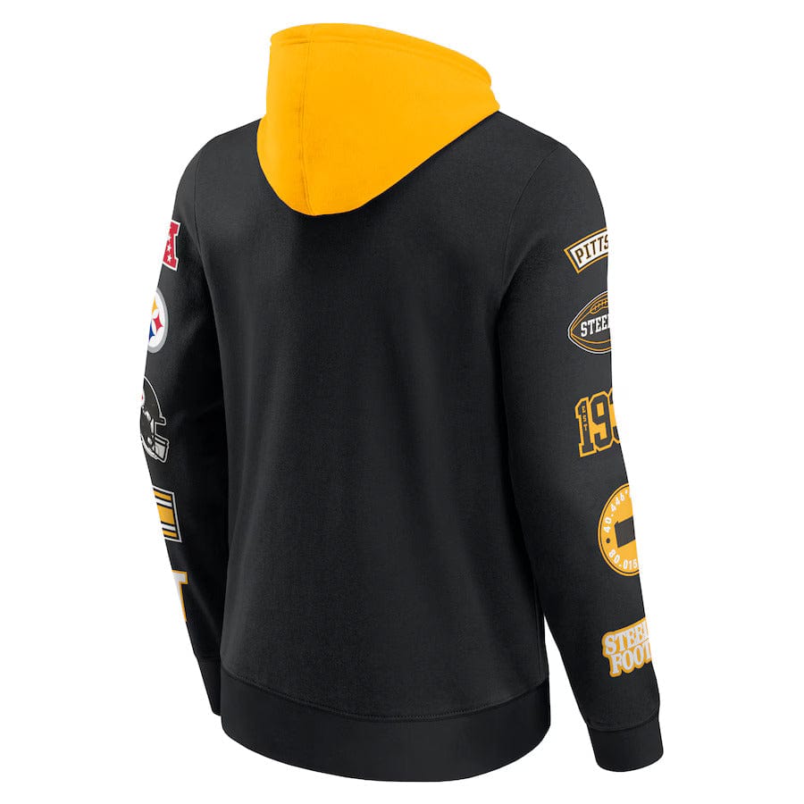 Pittsburgh Steelers Patched Out Fleece Hoodie NFL Fanatics Schwarz - STADIUMDREAMS