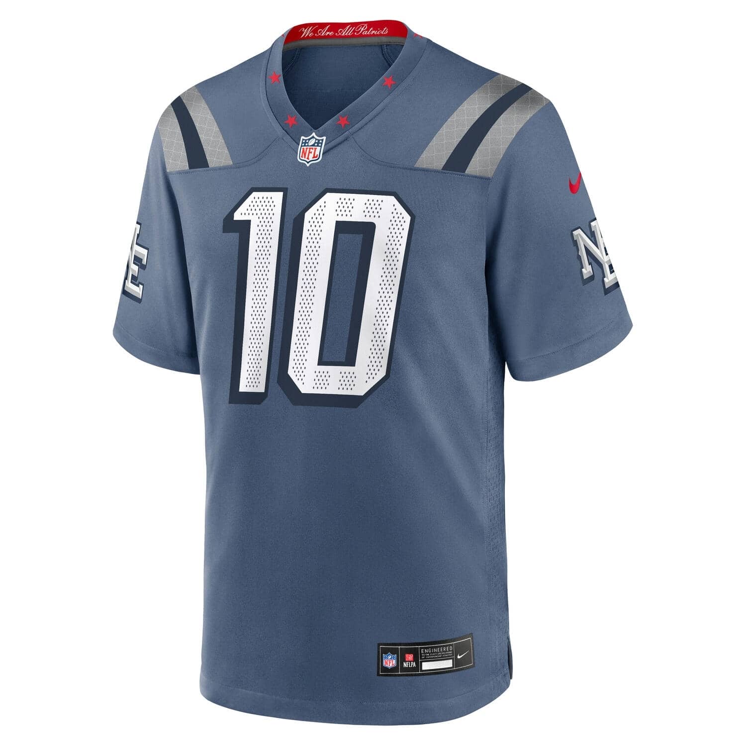 Drake Maye #10 New England Patriots 2025 Nike Rivalries Game NFL Trikot Blau
