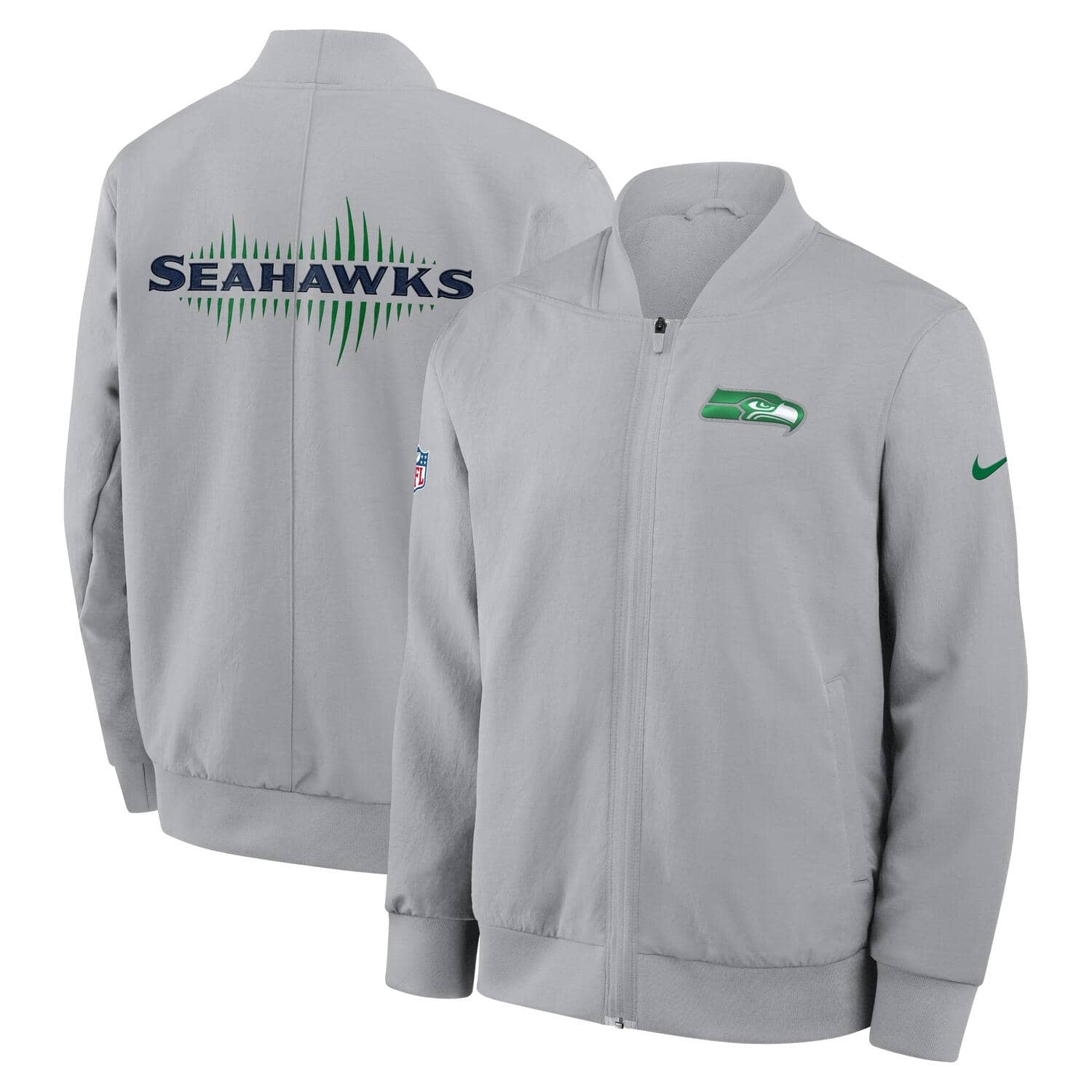 Seattle Seahawks 2025 Nike Rivalries Sideline NFL Bomber Jacke Grau
