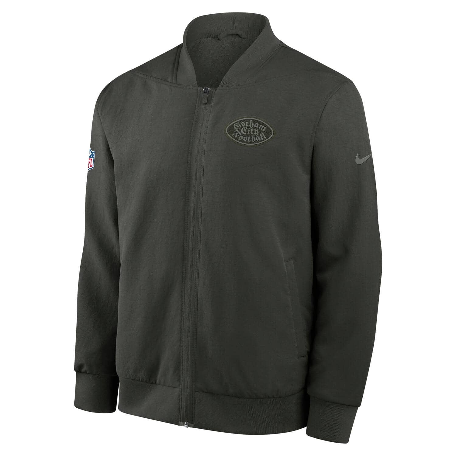 New York Jets 2025 Nike Rivalries Sideline NFL Bomber Jacke Gotham Schwarz