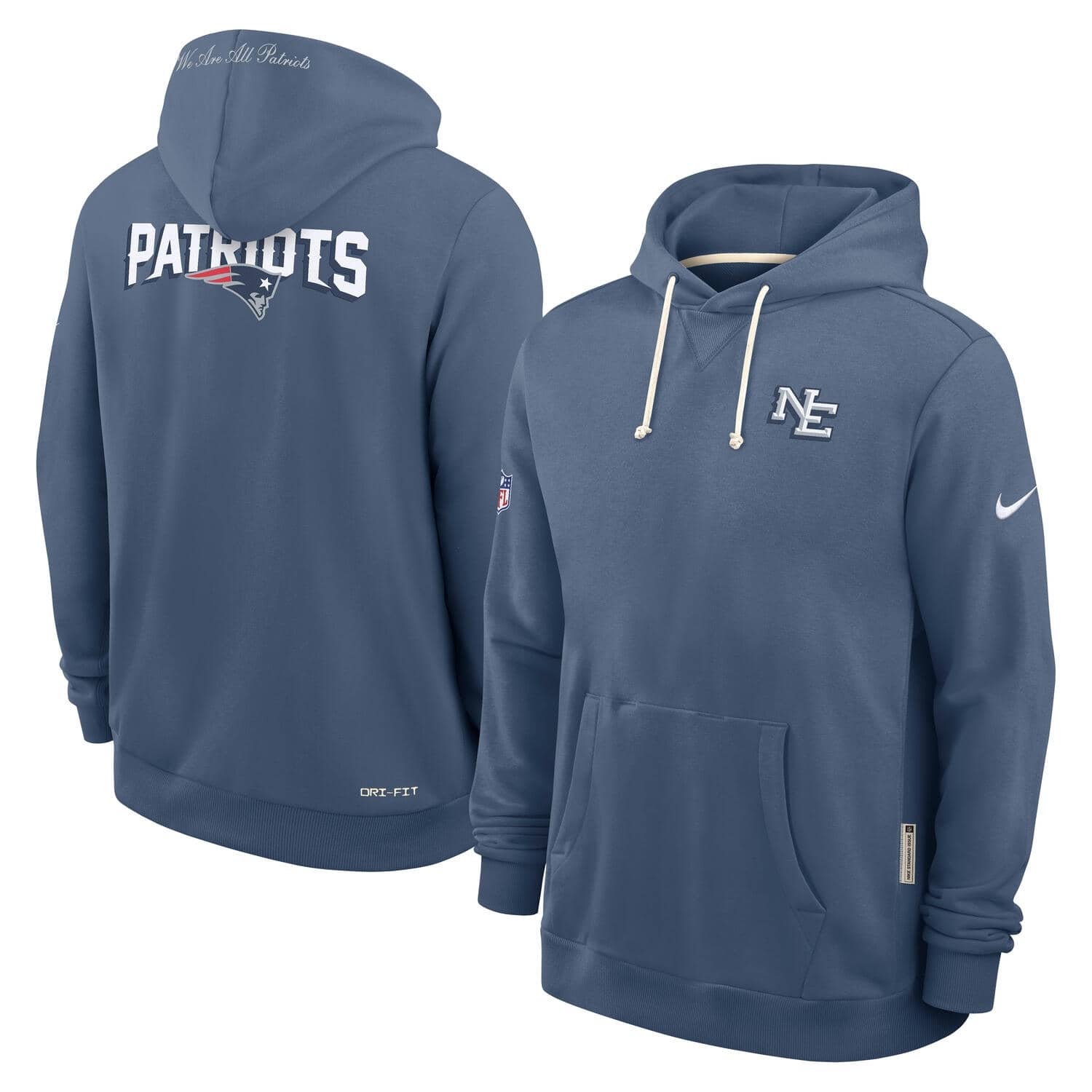New England Patriots 2025 Rivalries Nike Sideline NFL Hoodie Blau
