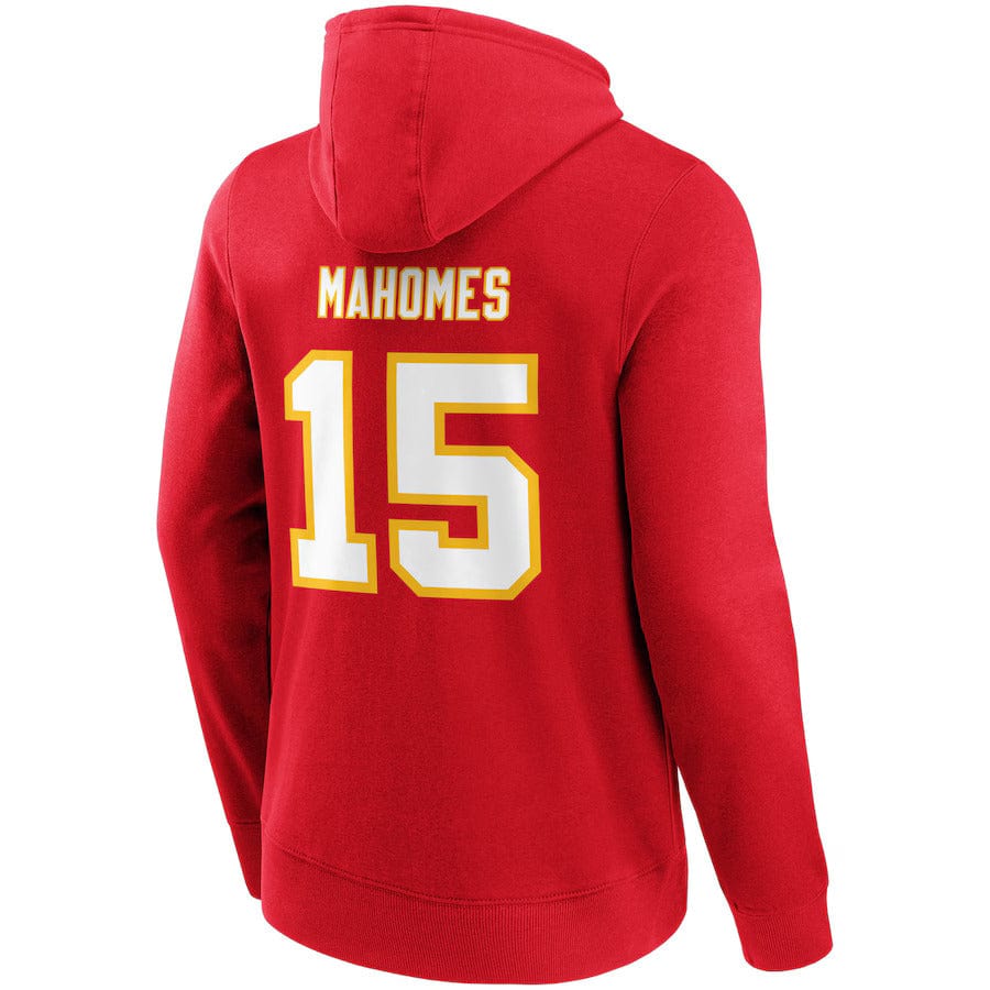 Kansas City Chiefs Patrick Mahomes NFL Name & Number Hoodie rot - STADIUMDREAMS