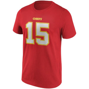 Kansas City Chiefs Patrick Mahomes NFL Name & Number T-Shirt rot - STADIUMDREAMS