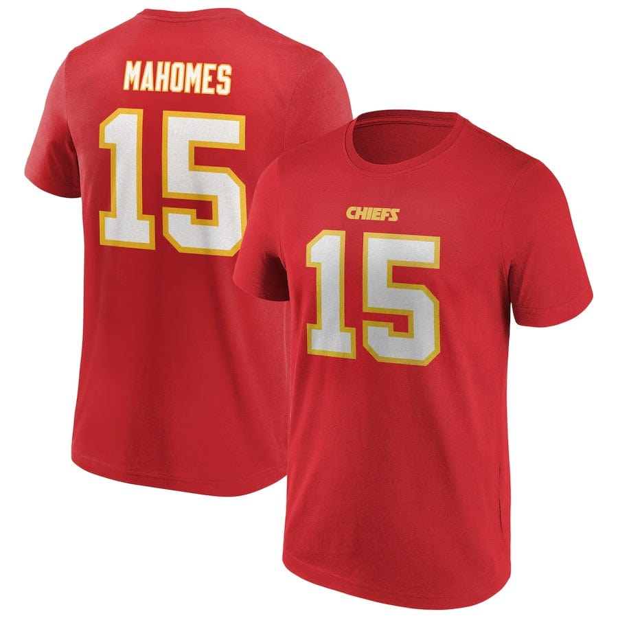 Kansas City Chiefs Patrick Mahomes NFL Name & Number T-Shirt rot - STADIUMDREAMS