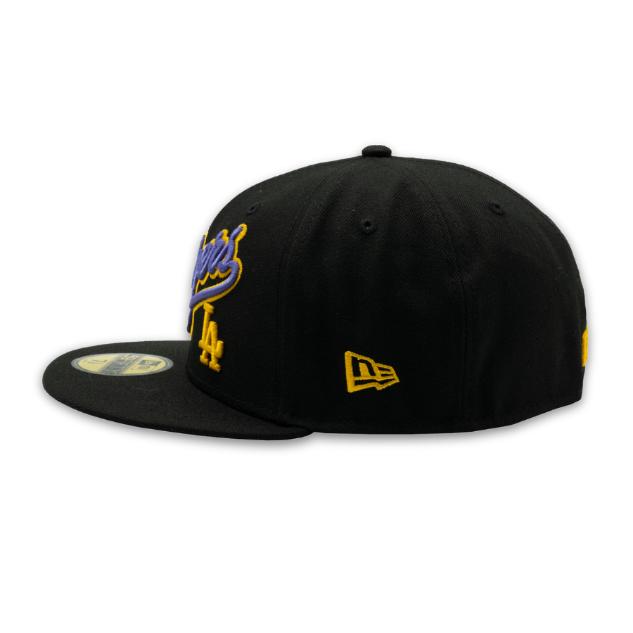 Los Angeles Dodgers New Era MLB Side Patch Drip 59FIFTY Cap Los Angeles Lakers Colourway Schwarz - SD Exclusive