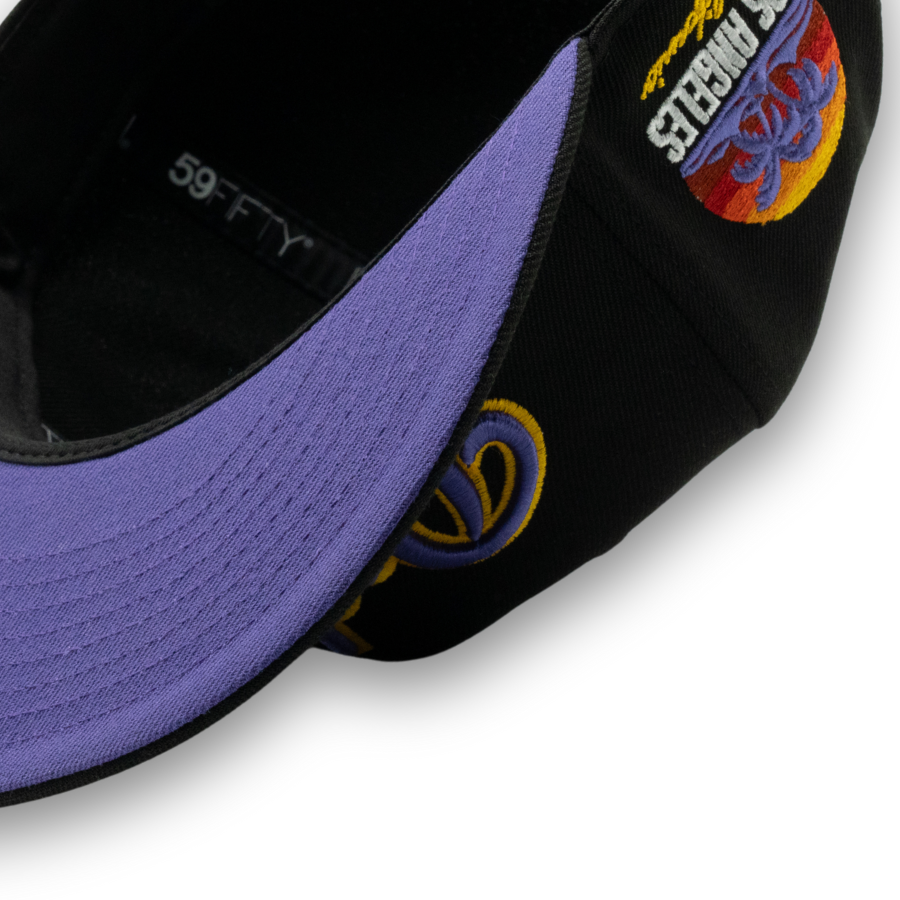 Los Angeles Dodgers New Era MLB Side Patch Drip 59FIFTY Cap Los Angeles Lakers Colourway Schwarz - SD Exclusive - STADIUMDREAMS