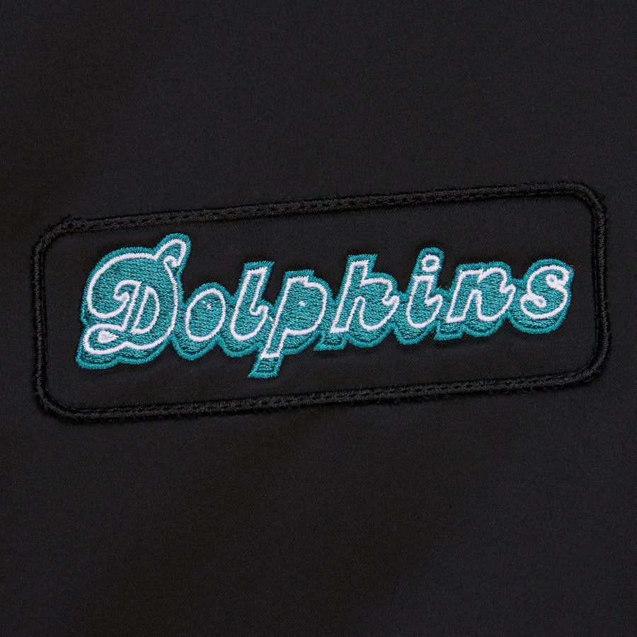 Miami Dolphins Mitchell & Ness Team Leader Satin Bomber NFL Jacke Schwarz - STADIUMDREAMS