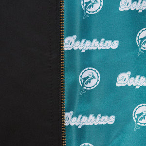 Miami Dolphins Mitchell & Ness Team Leader Satin Bomber NFL Jacke Schwarz - STADIUMDREAMS