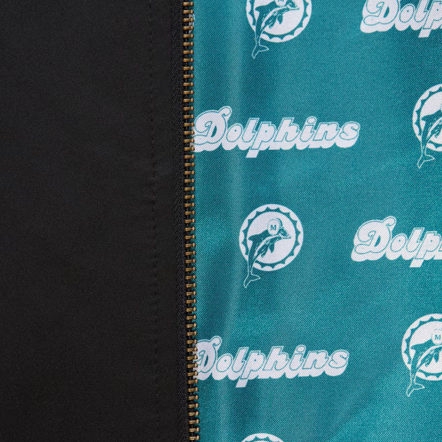 Miami Dolphins Mitchell & Ness Team Leader Satin Bomber NFL Jacke Schwarz - STADIUMDREAMS