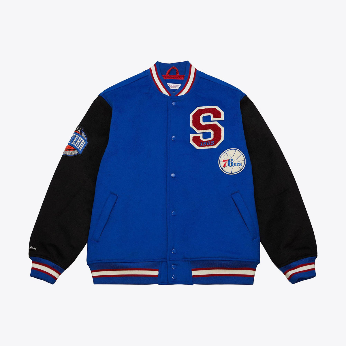 Philadelphia 76ers NBA Premium Team Legacy Collegejacke Mitchell & Ness Blau - STADIUMDREAMS