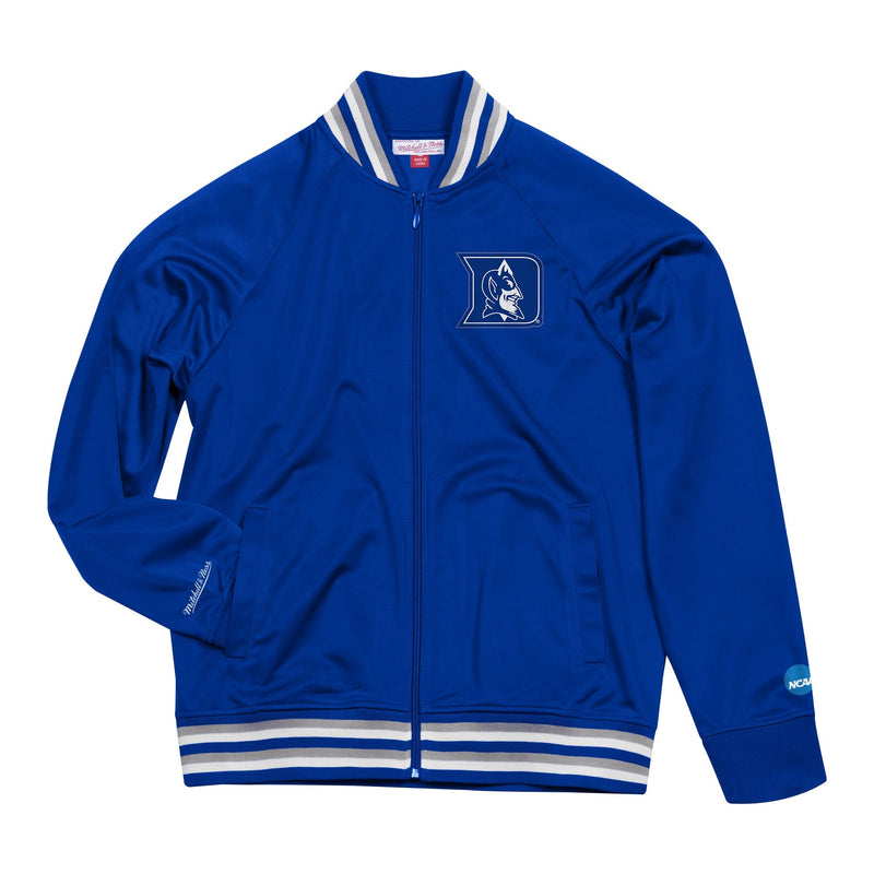 Duke Blue Devils Trainingsjacke von Mitchell & Ness, blaue NCAA-Jacke mit Vereinslogo und Reißverschluss, sportliches Design