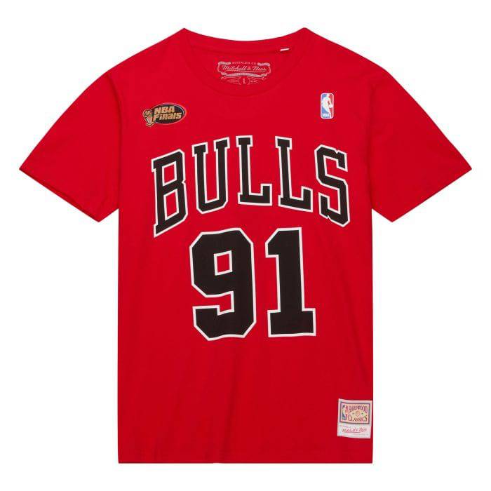 Chicago Bulls Dennis Rodman NBA Name & Number T-Shirt rot - STADIUMDREAMS