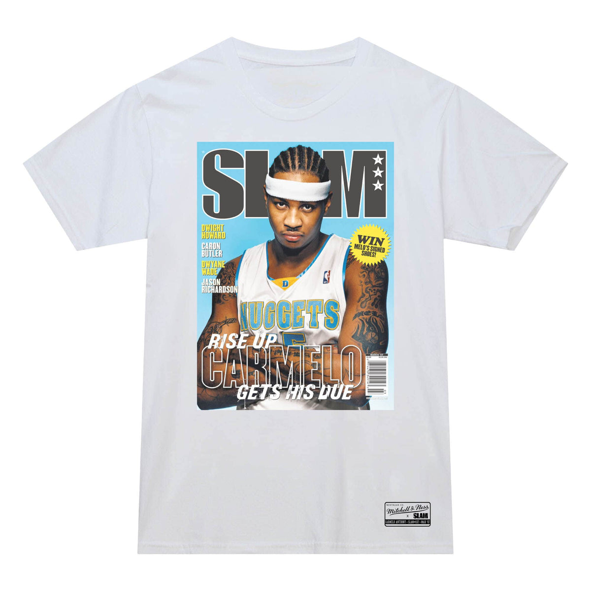 Denver Nuggets Carmelo Anthony Slam Cover T-Shirt NBA weiss - STADIUMDREAMS