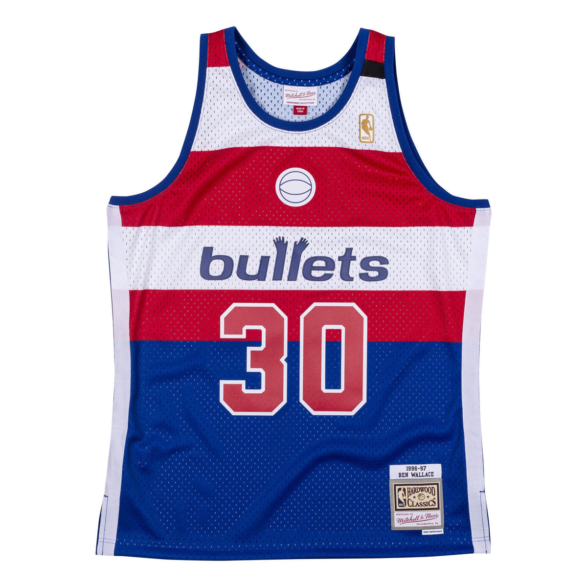 Ben Wallace Washington Wizards Mitchell & Ness NBA Swingman Trikot 1996-1997 Blau - STADIUMDREAMS